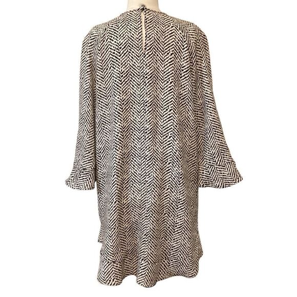 NWT Zara Women's Black Mix Printed Tunic Mini Dress Fluted Sleeve M - Picture 4 of 14